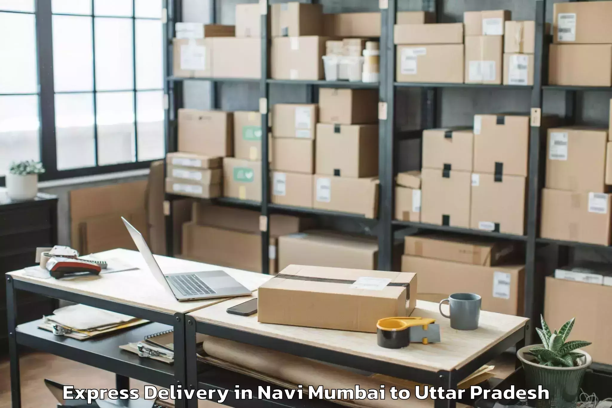 Quality Navi Mumbai to Muhammadabad Gohna Express Delivery